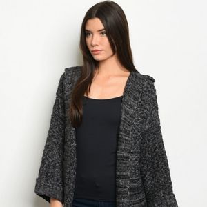 New Boutique charcoal gray hooded wool coat